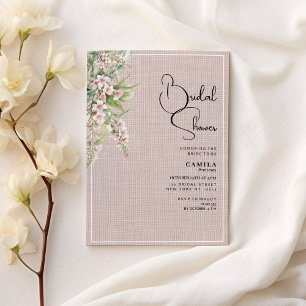 Invitation Fête des mariées végétale rustique à la menthe ros