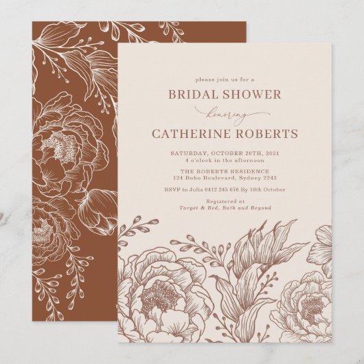 Invitation Fête des mariées végétale Vintage moderne (Devant / Derrière)