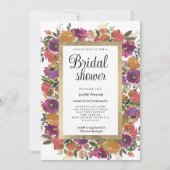 Invitation Fête des mariées végétale violette orange rose (Devant)