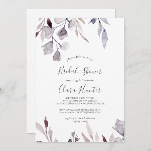 Invitation Fête des mariées verdoyante d'hiver (Devant / Derrière)