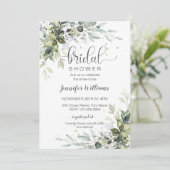 Invitation Fête des mariées verdoyante et eucalyptus (Debout devant)