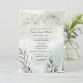 Invitation Fête des mariées verdoyante et or (Debout devant)
