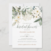 Invitation Fête des mariées Verdure Blanc Floral Aquarelle (Devant)