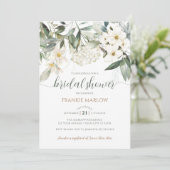 Invitation Fête des mariées Verdure Blanc Floral Aquarelle (Debout devant)