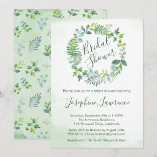 Invitation Fête des mariées Verdure Foliage Aquarelle
