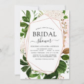 Invitation Fête des mariées Verdure Rose Or Géométrique (Devant)