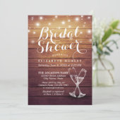 Invitation Fête des mariées Verres Champagne Lumières à corde (Debout devant)