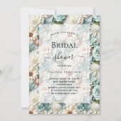 Invitation Fête des mariées vert pâle blanc floral (Devant)