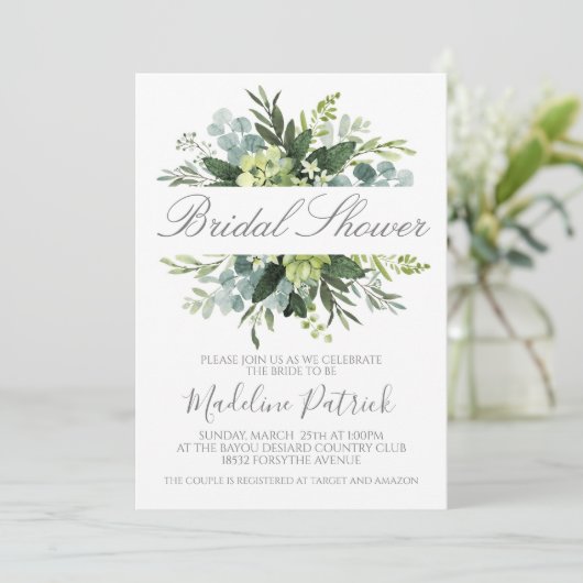 Invitation Fête des mariées verte (Debout devant)