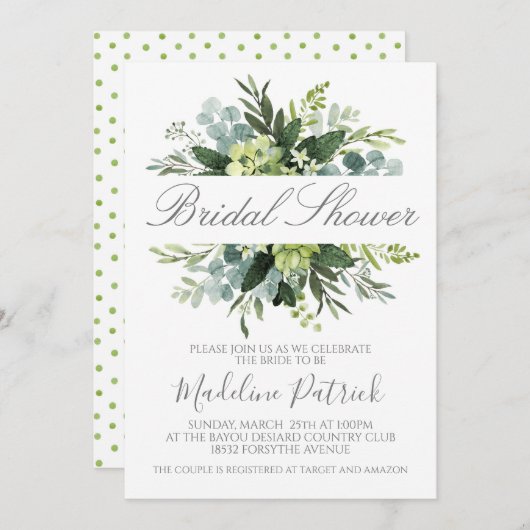 Invitation Fête des mariées verte (Devant / Derrière)