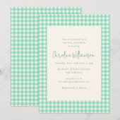 Invitation Fête des mariées verte à la menthe moderne En vich (Devant / Derrière)