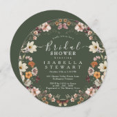 Invitation Fête des mariées verte de la forêt Fleur sauvage d (Devant / Derrière)