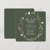 Invitation Fête des mariées verte de la forêt Fleur sauvage d (Devant / Derrière)