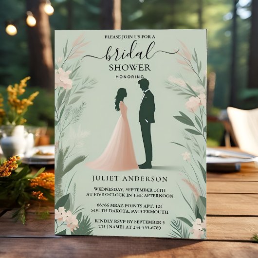 Invitation Fête des mariées verte de la mousse de broyage