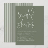 Invitation Fête des mariées verte de script manuscrite Taupe (Devant / Derrière)