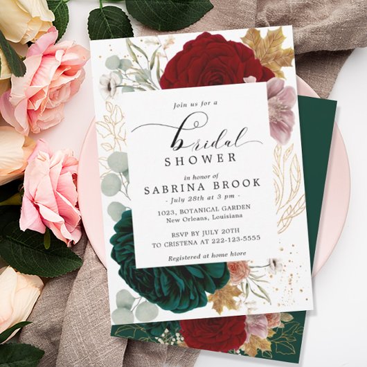 Invitation Fête des mariées verte d'émeraude de Bourgogne