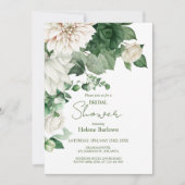 Invitation Fête des mariées verte d'émeraude fleurie moderne (Devant)