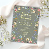 Invitation Fête des mariées verte du Fleur sauvage lunaire