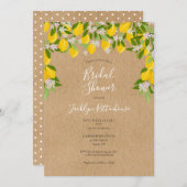 Invitation Fête des mariées verte en fleur de citron rustique (Devant / Derrière)