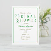 Invitation Fête des mariées verte et blanche Classy Chic Invi (Debout devant)