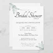 Invitation Fête des mariées verte Eucalyptus (Devant / Derrière)