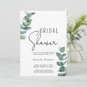 Invitation Fête des mariées verte Eucalyptus (Debout devant)
