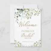 Invitation Fête des mariées verte Eucalyptus Bienvenue (Devant)