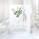 Invitation Fête des mariées verte Eucalyptus Simplement Éléga<br><div class="desc">Feuillage de verdure romantique et invitation à la douche nuptiale de robe mariage</div>