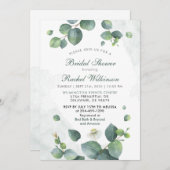 Invitation Fête des mariées verte Eucalyptus Succulent (Devant / Derrière)