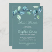 Invitation Fête des mariées verte Feuille moderne Botanique (Devant / Derrière)