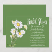 Invitation Fête des mariées verte florale Fleurs marguerites  (Devant / Derrière)