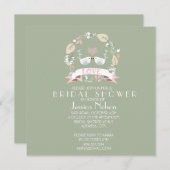 Invitation Fête des mariées verte Inséparable (Devant / Derrière)