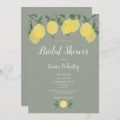 Invitation Fête des mariées verte moderne Lemons Sage (Devant / Derrière)