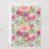 Invitation Fête des mariées verte Neo Mint Floral Rose (Dos)