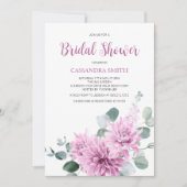 Invitation Fête des mariées verte pourpre Dahlia Eucalyptus (Devant)