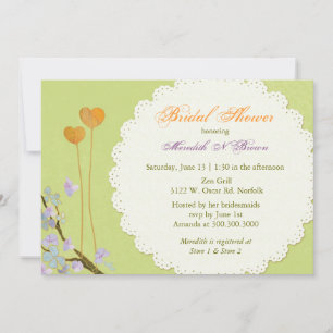 Invitation Fête des mariées verte romantique du printemps