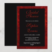 Invitation Fête des mariées victorienne rouge et noire (Devant / Derrière)