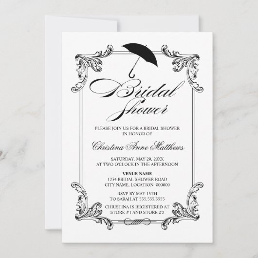 Invitation Fête des mariées vintage (Devant)