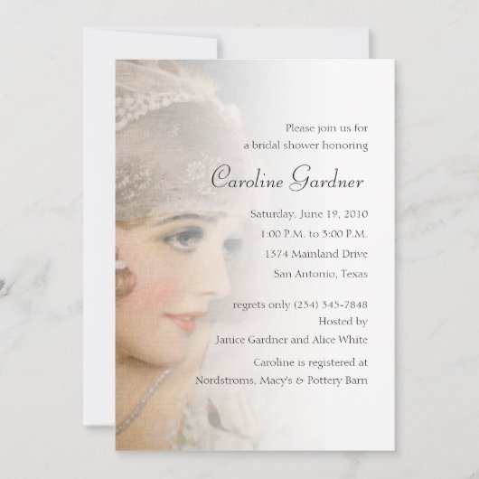 Invitation Fête des mariées Vintage (Devant)