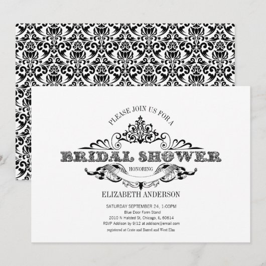 Invitation Fête des mariées vintage (Devant / Derrière)