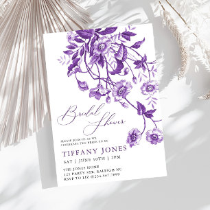 Invitation Fête des mariées vintage à fleurs violettes Toile
