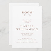 Invitation Fête des mariées vintage Coquette Bow Mocha (Devant / Derrière)