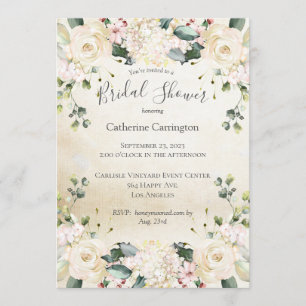 Invitation Fête des mariées Vintage d'aquarelle florale rusti