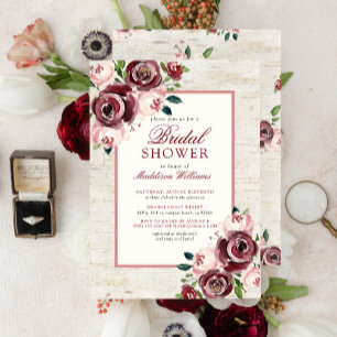 Invitation Fête des mariées vintage de bouleau floral de Bour