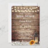 Invitation Fête des mariées Vintage de tournesol rustique (Devant)