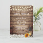 Invitation Fête des mariées Vintage de tournesol rustique (Debout devant)