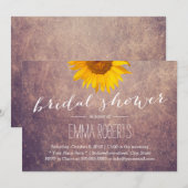 Invitation Fête des mariées Vintage de tournesol rustique (Devant / Derrière)