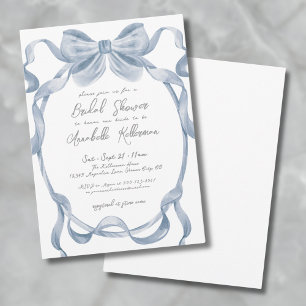 Invitation Fête des mariées Vintage Dusty Blue Bow