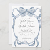 Invitation Fête des mariées Vintage Dusty Blue Bow (Devant)