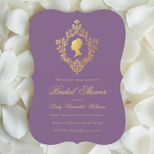 Invitation Fête des mariées vintage Dusty Purple Faux Gold Cr